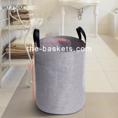 Foldable laundry basket with PU handles