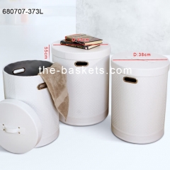 Marble pattern printed fabric round laundry with cover lid