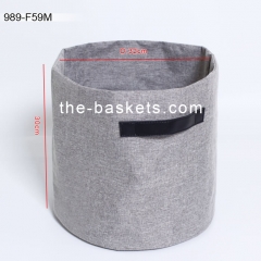 Foldable storage basket with PU handles