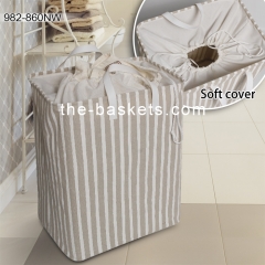 Fabric laundry hamper with long handles