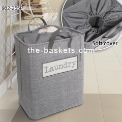 Fabric laundry hamper with long handles