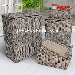 Rectangular willow hamper with liner