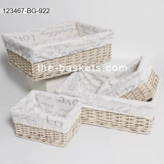 Willow storage basket with liner