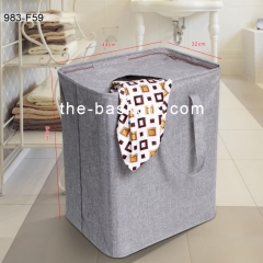 Fabric laundry hamper with long handles