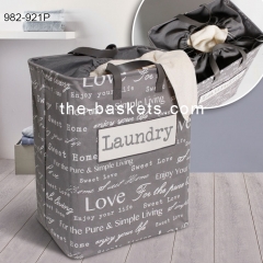 Fabric laundry hamper with long handles