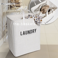 Fabric laundry hamper with long handles