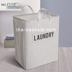 Fabric laundry hamper with long handles