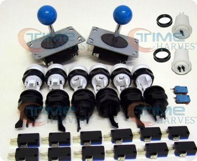 ARCADE PARTS BUNDLES WITH BLUE BALL TOP JOYSTICKS &amp; PUSHBUTTONS KIT AND MICROSWITCH FOR BUILD UP YOUR ARCADE VIDEO GAME MACHINE