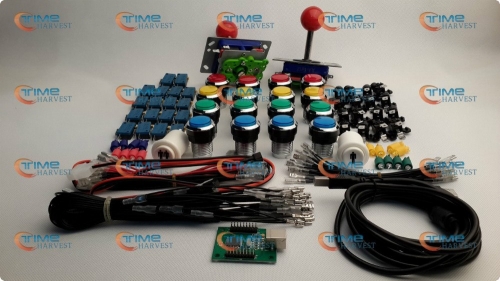 Arcade parts Bundles kit With red Joystick mix colors silver buttons Microswitch 2 player USB to Jamma Build Up Arcade cabinet