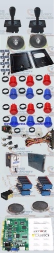 Arcade Parts Bundles Kit With 60 in 1 PCB Power Supply Joystick Push button Microswitch Glass Clips coin door jamma harness Lock