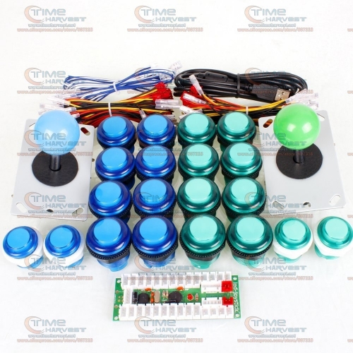 Arcade Joystick DIY Kits with 2 Player USB LED Encoder 8 Way Joystick Controllers +5V LED Illuminated Push Button for Game MAME 