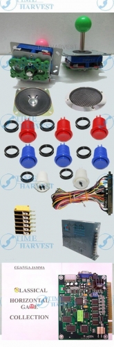1set Arcade parts Bundles kit with 19 in 1 PCB 16A Power Supply L Joystick Push button Microswitch Harness Speaker for cabinet