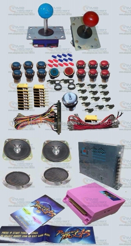 Arcade parts Bundles kit With 815 in 1 Pandora's Box 4S Long shaft Joystick Silver illuminated button Microswitch Jamma Harness