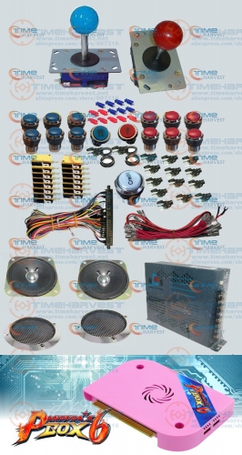 Arcade parts Bundles kit With 1300 in 1 Pandora's Box 6 Long shaft Joystick Silver illuminated button Microswitch Jamma Harness