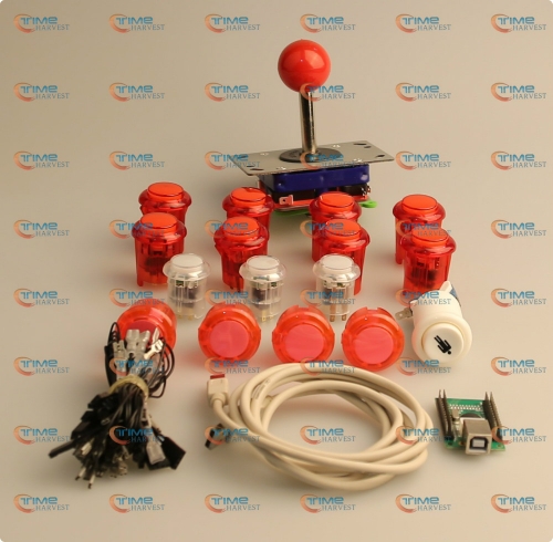 Arcade parts Bundles kit With Joystick,+5V LED button,Microswitch, USB adapter, cable, wires to build up arcade by yourself