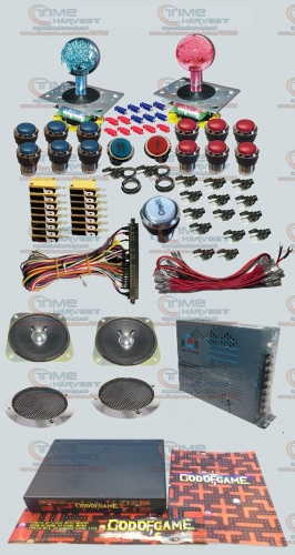Arcade parts Bundle kit With GOD OF GAMES 900 in 1 PCB illuminated Joystick Chrome LED illuminated button Speakser Jamma Harness