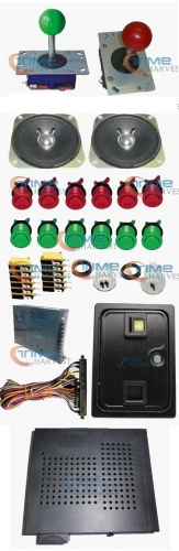 Arcade parts Bundles kit With 412 in1 PCB,16A Power Supply,Joystick,button,american coin door,Harness,Speaker for Arcade Machine