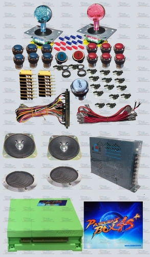 Arcade parts Bundles with New 815 in 1 Pandora Box 4S+ long shaft Joystick Chrome illuminated button Jamma Harness Power supply