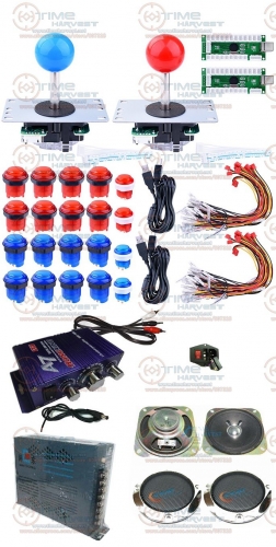 Arcade Joystick DIY Kits Set with Zero Delay LED USB Encoder Long shaft Joystick LED Illuminated Push Button Wire for Game MAME 