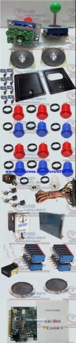 Arcade Parts Bundles Kit With 60 in 1 Board Power Supply Joystick Push button Microswitch Harness Glass Clips coin door camlock