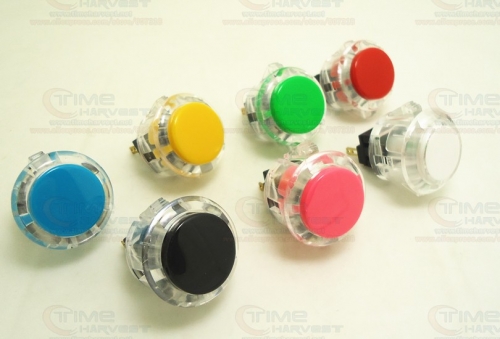 Free Shipping 10 pcs 24mm Double color locking round pushbutton High imitation Sanwa transparent edge button Arcade Game Machine