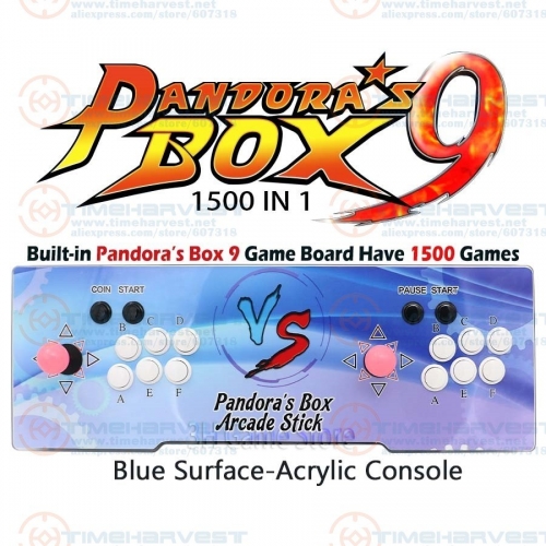 2 plysers Pandora box 9 arcade kit joysticks buttons console 1500 in 1 family TV game control with USB zero delay function