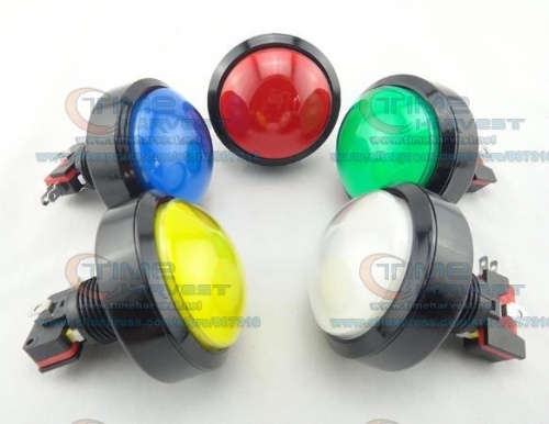 6pcs 60mm convex Illuminated Round Push Button buttons with microswitch arcade accessories parts for Arcade Game cabinet Machine