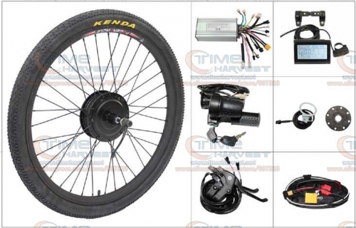 24V 500W Electric mountain bike Powerful Brushless Gearless Hub Motor 26&quot; Rear Wheel Electric Bike Conversion Kit with LCD meter