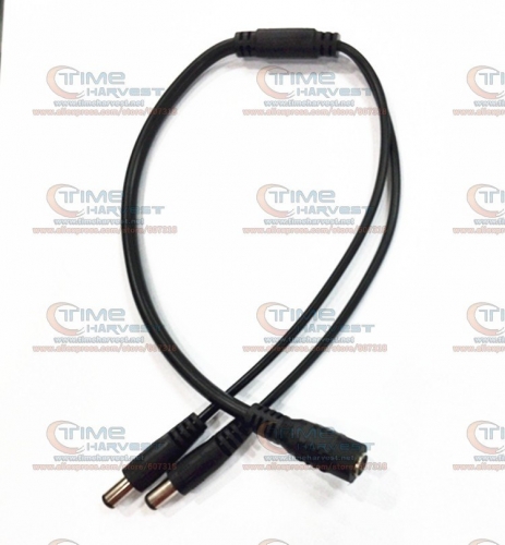 DC12V cable with One female jack 5.5 x 2.1mm to two male jack 5.5 x 2.1mm One-to-Two interface wires for 12V adaper to LED cable