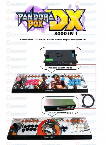 Pan dora box DX 3000 in 1 arcade game console 4 Players controller set support 3P 4P game Save Game progress can add 5000 games