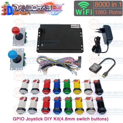 Pan-dora Box CX 2800 in 1 or Pan-dora SAGA 3D EX 8000 in 1 WIFI DIY Multi Games Kit 8 Way Joystick Switch Push Button Wires parts