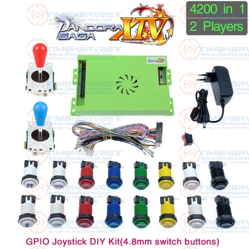 Pan-dora Saga 14 DIY 4200 in 1 Game Kit 8 Way Joystick American Style Push Button Arcade Pan-dora Box Game Cabinet for 2 Playes DX