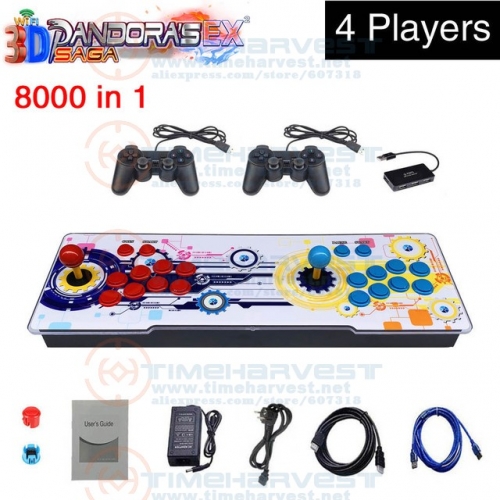 3D Pan-dora Saga EX WIFI 8000 in 1 Save Function Multiplayer Joysticks Arcade Pan-dora Box Retro Game Console Cabinet 4 Players