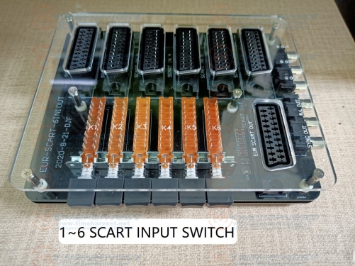 NEW 6 IN 1 OUT Manual switcher 6 way in SCART ( EUR ) and 1 way out ( 1*SCART European output + 1 RGBS RCA output) distributor