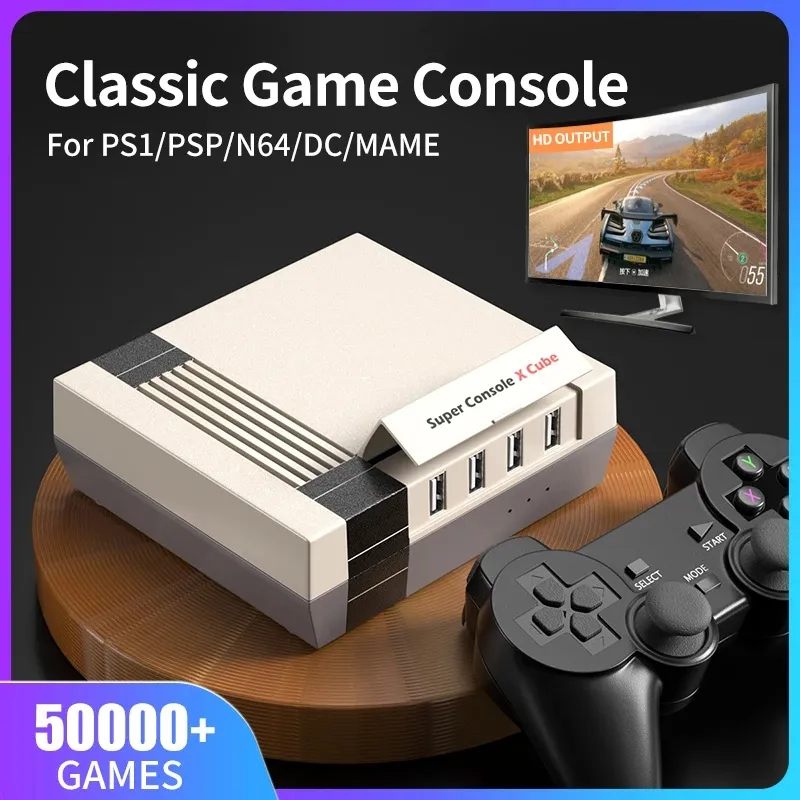 Wireless Retro Video Game Console Super Console X Pro Cube With 50000+Classic Games For PS1/PSP/N64/DC/NDS 4KHD Mini TV/Game Box