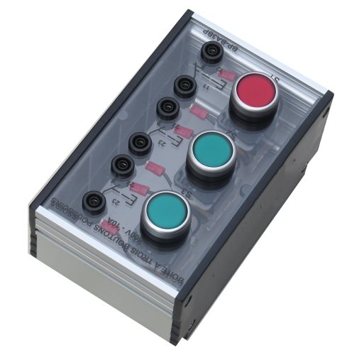 Caixa com três botões de pressão Equipamento didático de educação para laboratório escolar elétrico automático Trainer