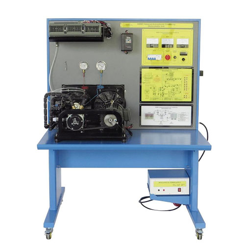 Equipamento didático avançado para ar condicionado automotivo, equipamento de treinamento de habilidades de bancada para educação profissional, instrutor de geladeira