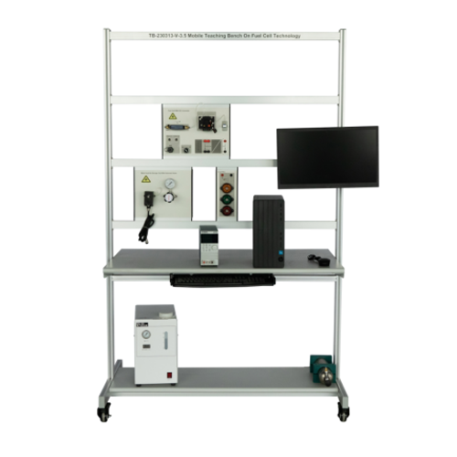 Bancada de ensino móvel sobre tecnologia de células de combustível, equipamento para educação profissional, equipamento escolar, treinamento em energias renováveis.