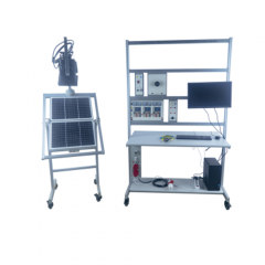 Bancada didática móvel para estudo de sistemas fotovoltaicos, equipamento didático, bancada educacional, equipamento de treinamento em energias renováveis.