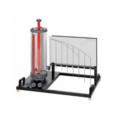 Écoulement horizontal à partir d'un réservoir, banc de formation professionnelle, banc de laboratoire pédagogique, équipement de mécanique des fluides