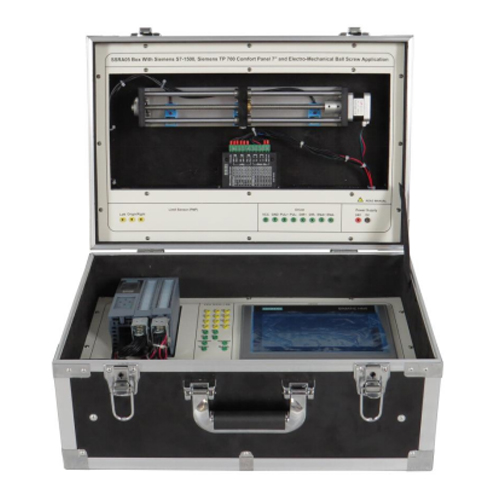 Box With Siemens S7-1500, Siemens TP 700 Comfort Panel 7" and Electro-Mechanical Ball Screw Application School Educational Equipment Vocational Trainer Workbench Electrical Training Equipment