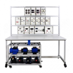 Banco modular para estudio de máquinas eléctricas con freno y polvo magnético. Equipo de enseñanza para laboratorios. Tecnología educativa. Equipo de capacitación eléctrica.