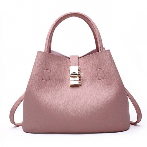 1856 High Quality Solid Color Bucket Style Shoulder Handbag For Women