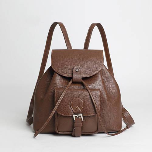 L1893 2019 New Summer full grain cow leather  Women drawstring backpack with pocket