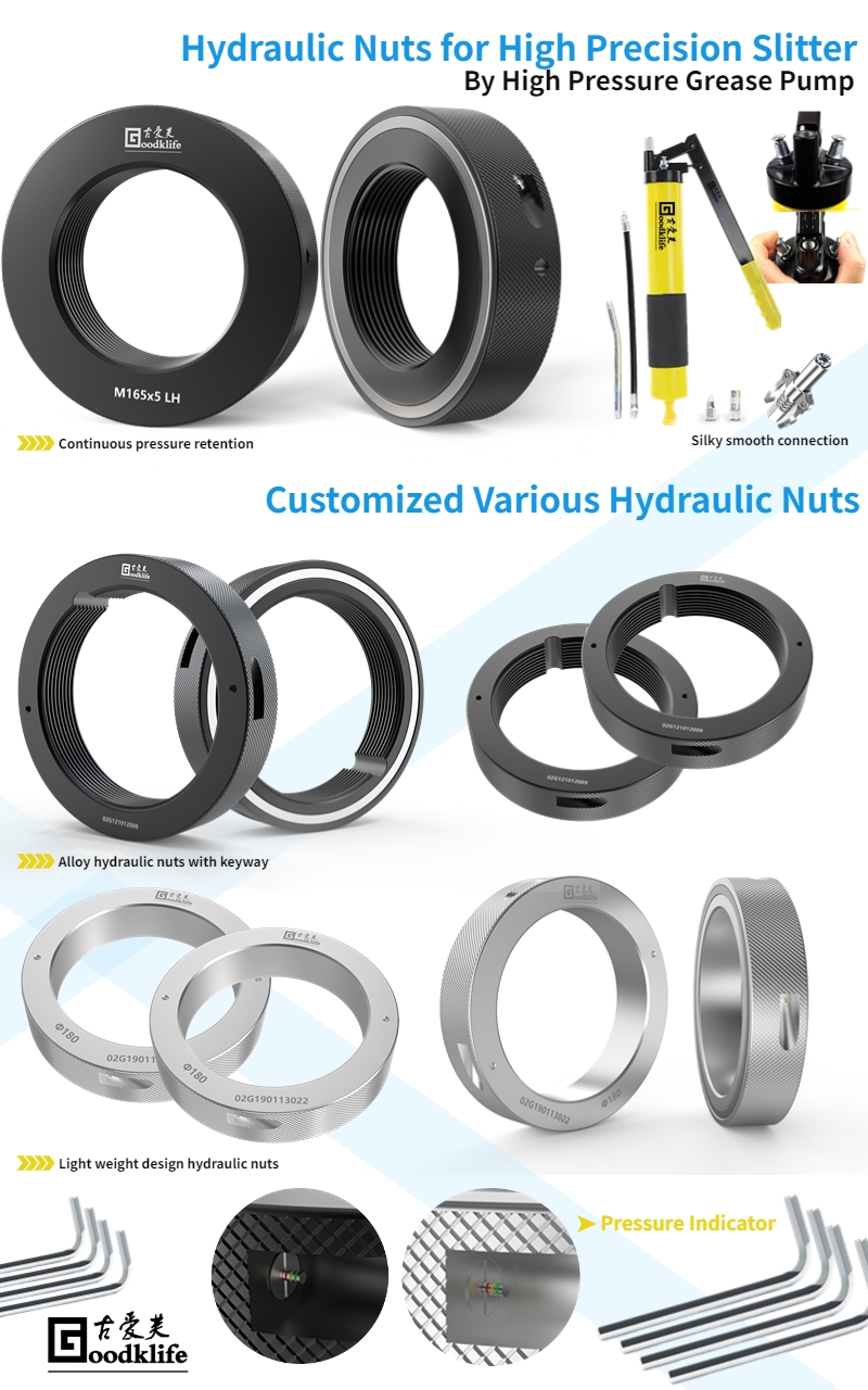 Hydraulic Nuts for High Precision Metal Coil Slitter 