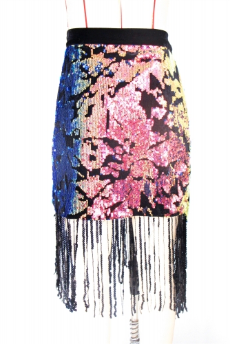 2019 new sequin fabric high-low skirt