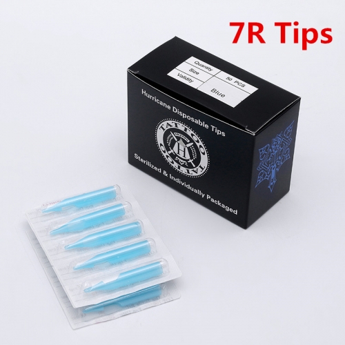 7RT- Blue Hurricane Disposable Tips, Box of 50PCS
