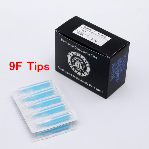 9FT- Blue Hurricane Disposable Tips, Box of 50PCS