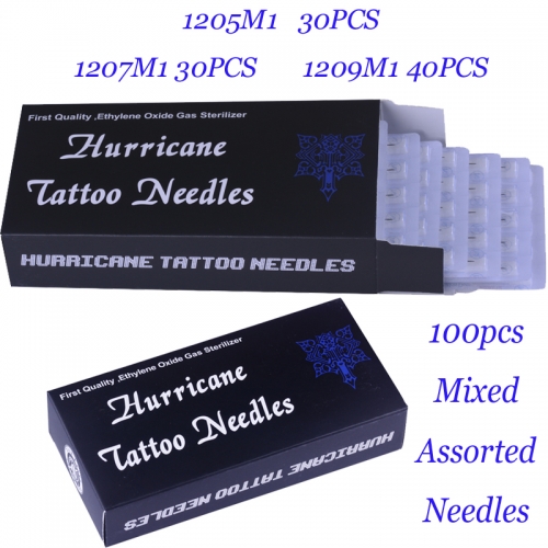 100Pcs Mixed size Hurricane tattoo needle 5M1 30pcs 7M1 30pcs 9M1 40pcs
