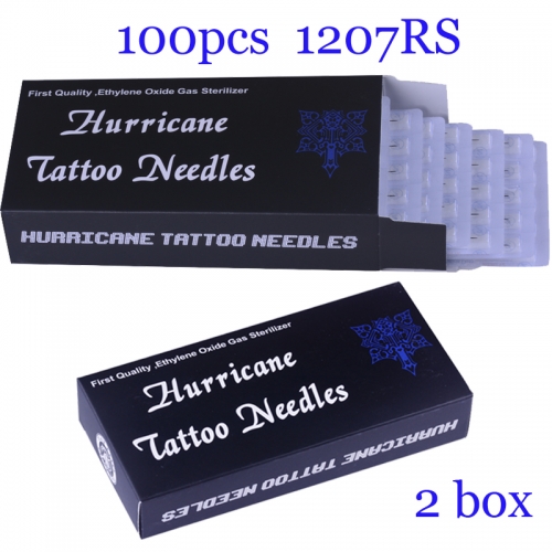 100Pcs Round Shader Super Quality Hurricane Tattoo Needles 1207RS with 2BOX